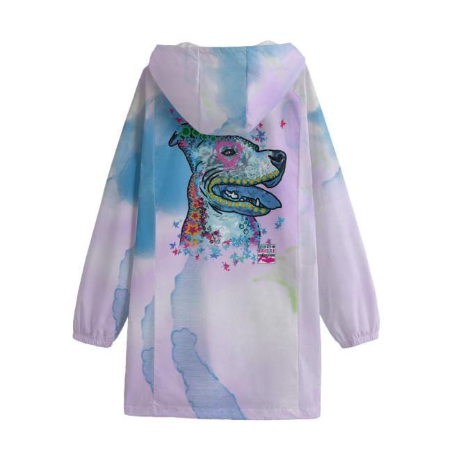 Preview: Leichte Regenjacke JayJay – Popart Hundemotiv, 100 % Polyester, Unisex, Staffordshire, AmStaff, Staff, Pitbull, Pit, SOKA, Listenhund